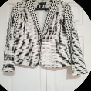 Talbots Gingham Check Black and White Single Breasted Blazer Size L